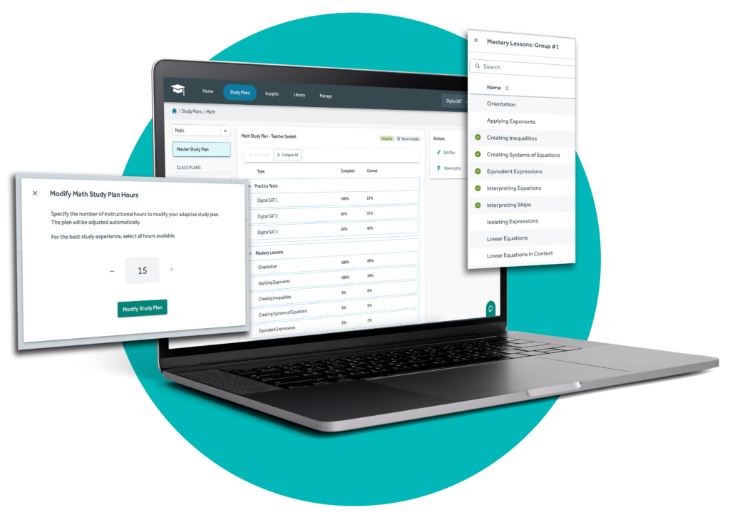 Computer mockup of ui from a Digital SAT test prep platform