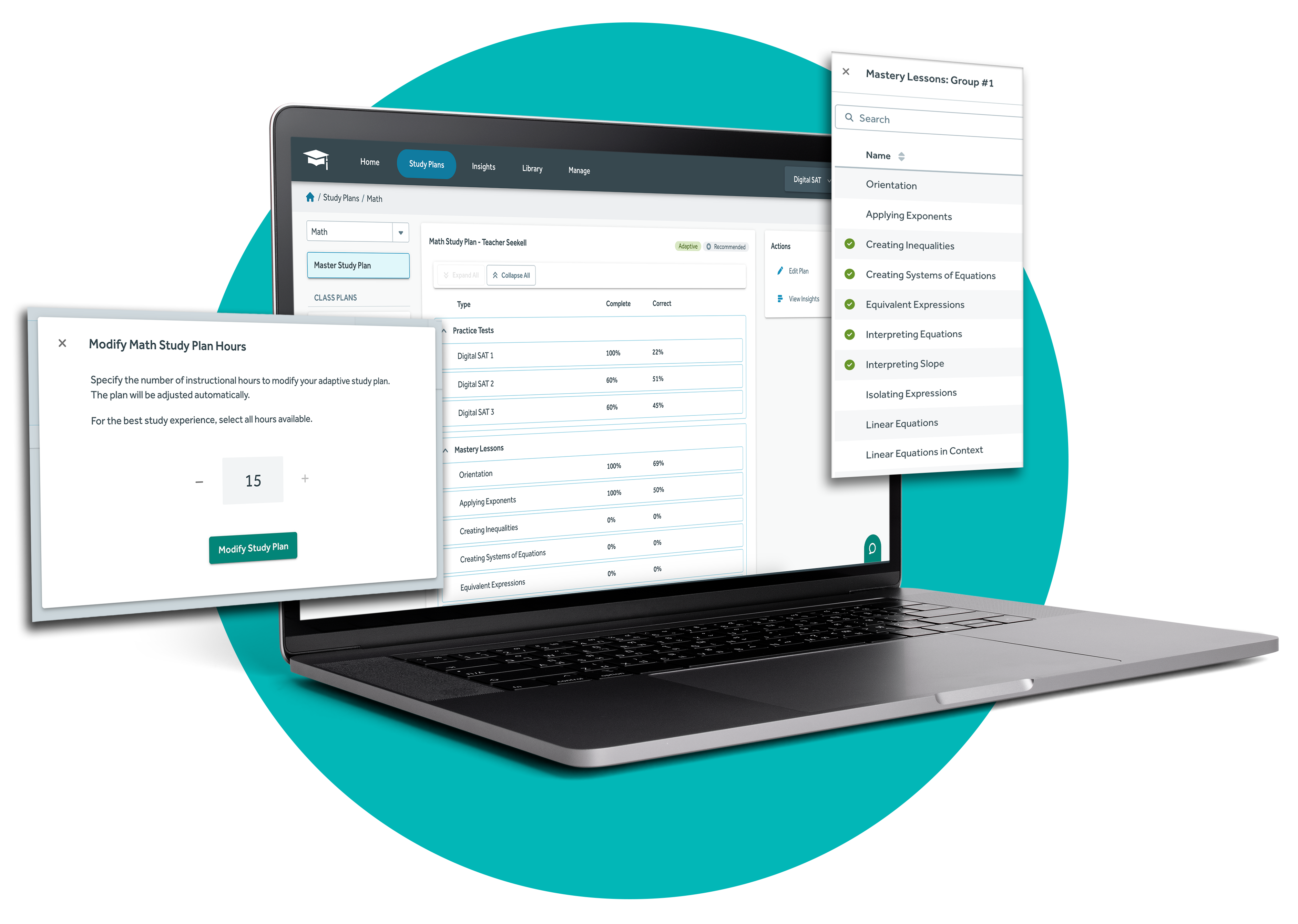 Computer mockup of ui from a Digital SAT test prep platform